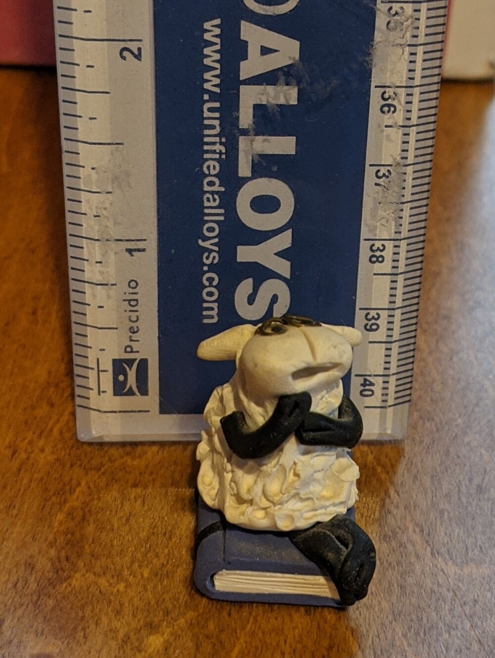 Miniature/Tiny Sheep On A Book Figurine (Mahone Bay Nova Scotia)